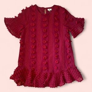 Entro Red Textured Shift Mini Dress